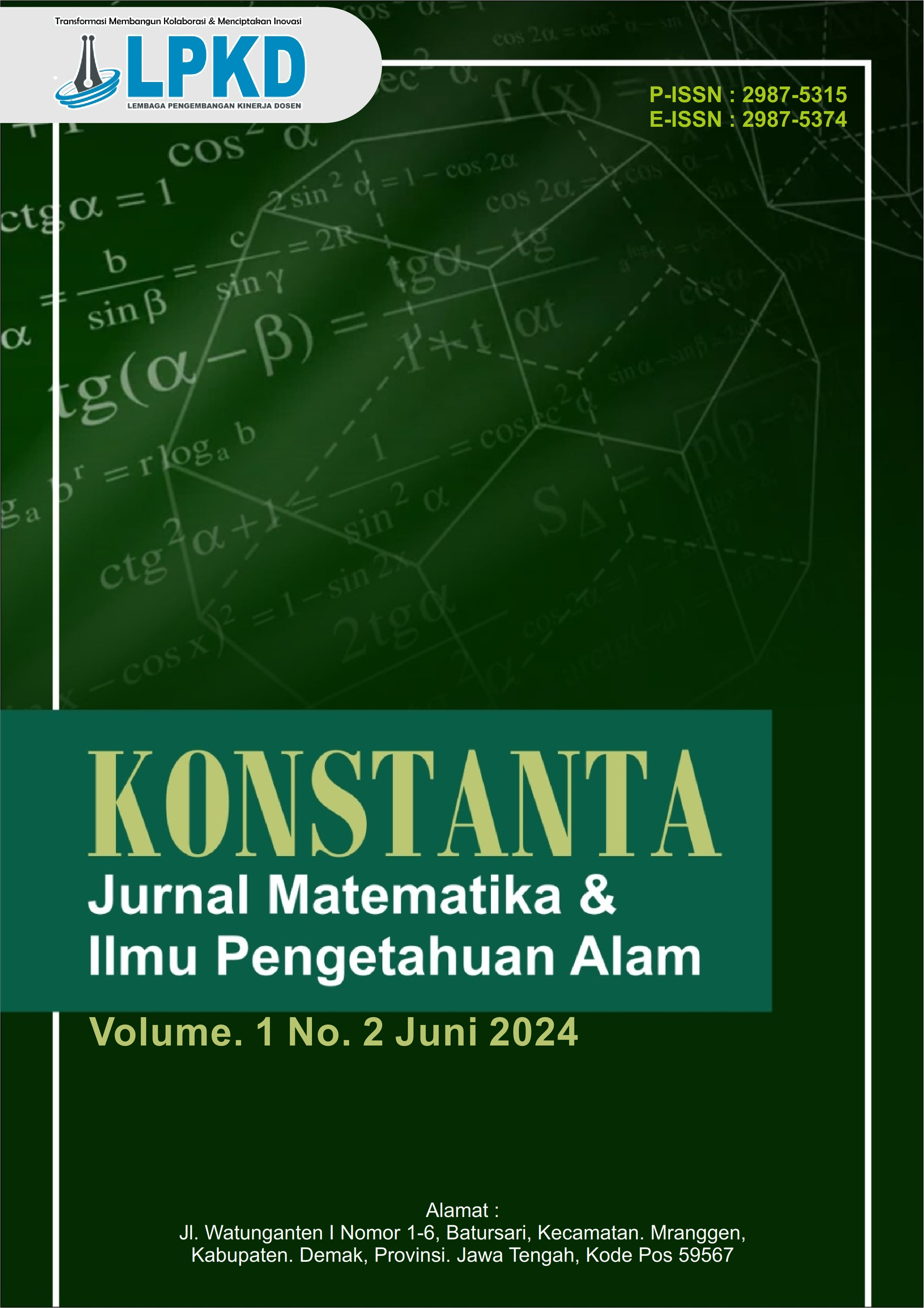 					View Vol. 1 No. 2 (2023): Juni : Jurnal Matematika dan Ilmu Pengetahuan Alam
				